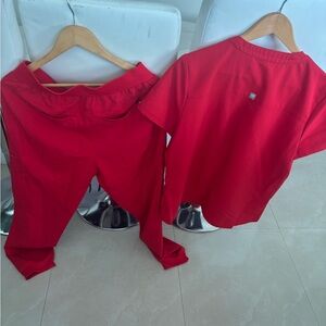Red Scrub Set